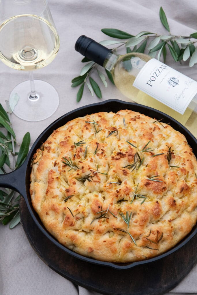 Focaccia with Michael Pozzan Sauvignon Blanc wine